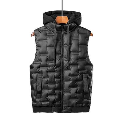 N 80928 Men's windproof hooded down vest 士防风连帽羽绒马