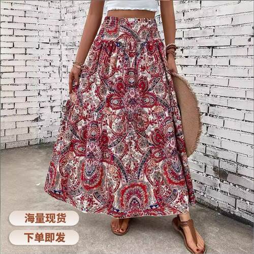 Womens All Over Print Skirt Boho Fashion Casual Skirt for