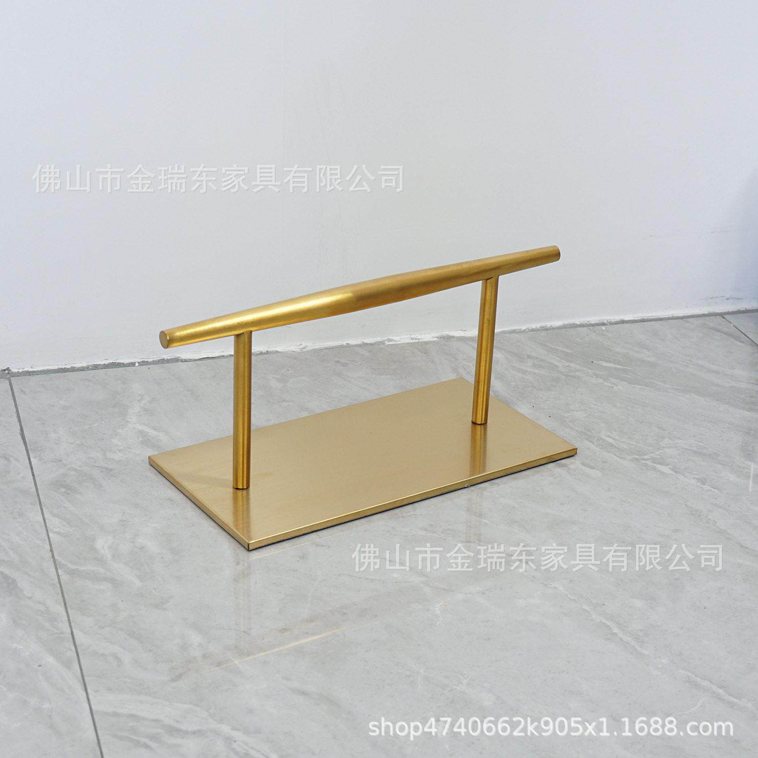直杆美发椅脚踏理发椅子落地可移动脚垫踩脚理发椅子金色不锈钢脚