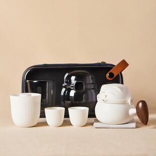 旅行套组快客杯陶瓷便携旅行户外茶具套组办公个人专用茶具茶杯