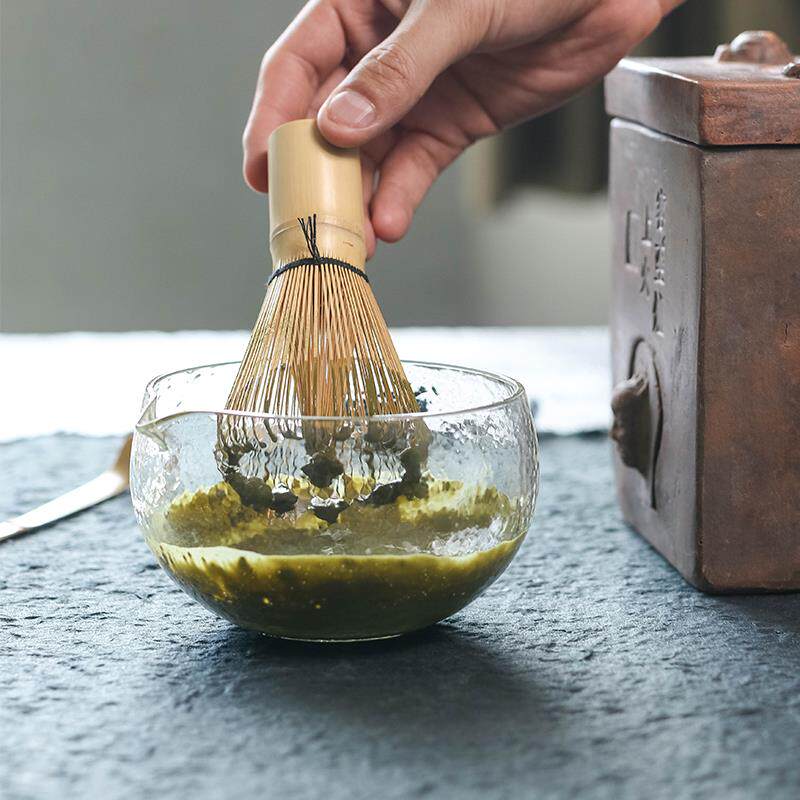 六合堂日式玻璃抹茶碗家用抹茶刷套装打抹奶茶工具茶筅耐高温茶碗