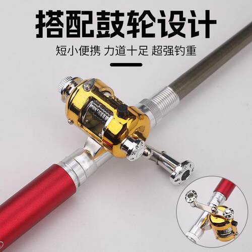新款直销新款钢笔竿 迷你小海竿 伸缩冰钓竿 野餐旅行钓鱼竿 儿童