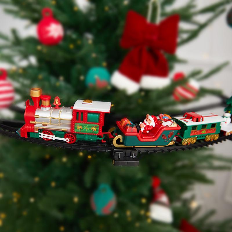 圣诞节装饰品电动可悬挂轨道火车圣诞树氛围场景布置发光装扮道具