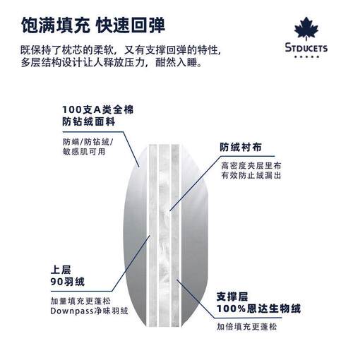 五星级酒店羽绒枕头a类不塌陷纯棉高枕酒店民宿不变形护颈椎枕芯