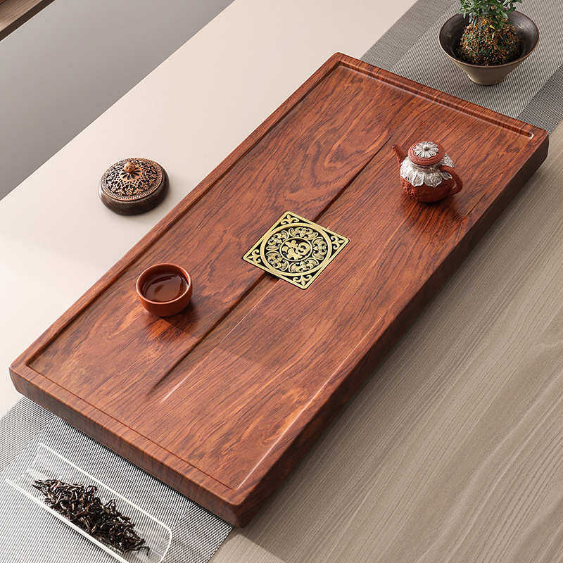 新款整块实木茶盘大号中号家用简约茶台单盘木茶盘长方形茶海茶托