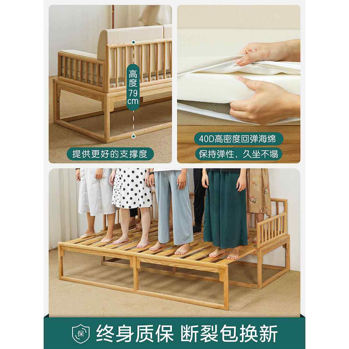 罗汉床新无品牌/中式木推拉床户科技用布沙发床折叠两小实型现代