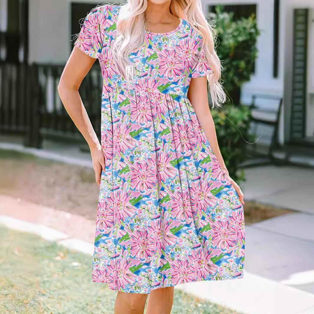 Womens leopard print fashionable all-match knee-length dress