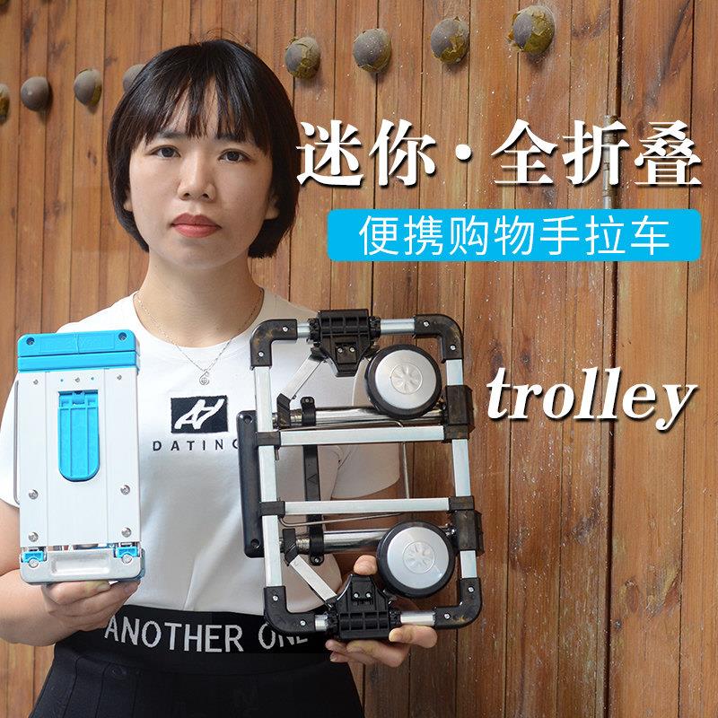 可折叠可携式手拉车购物买菜迷你小拉车超小家用拉货推车行李拉杆
