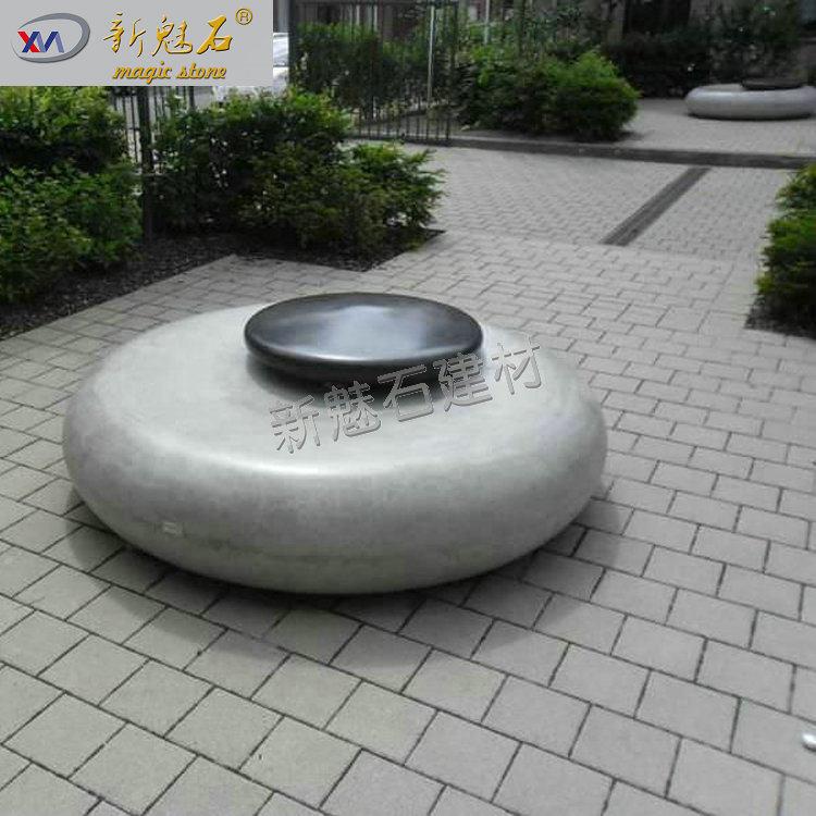 预制混凝土水磨石坐凳 水泥仿石创意美陈商场摆件 小区装饰圆座椅