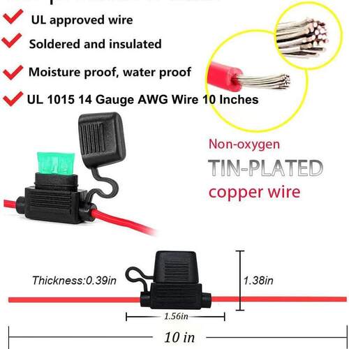 跨境10PCS袋装 14AWG/内联插片式保险丝汽车电路防水支架套件