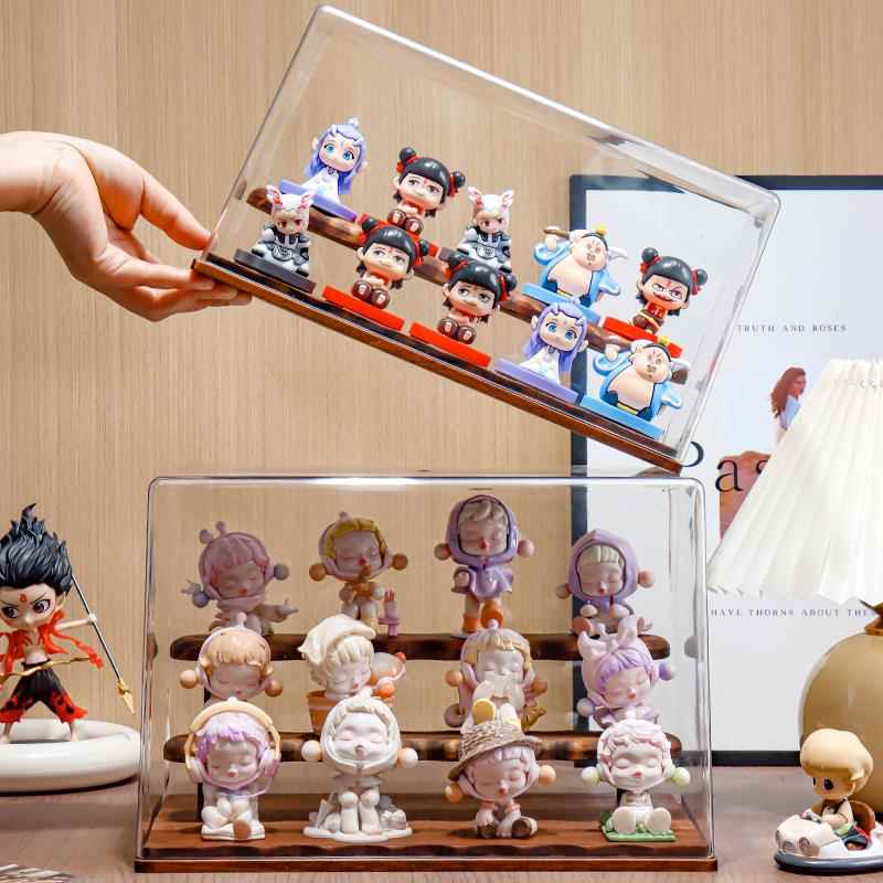 盲盒收纳展示架泡泡马特公仔摆放架透明手办模型立牌防尘娃娃柜子