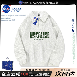 NASA联名秋冬半拉链polo领卫衣男女加绒加厚纯棉情侣宽松上衣