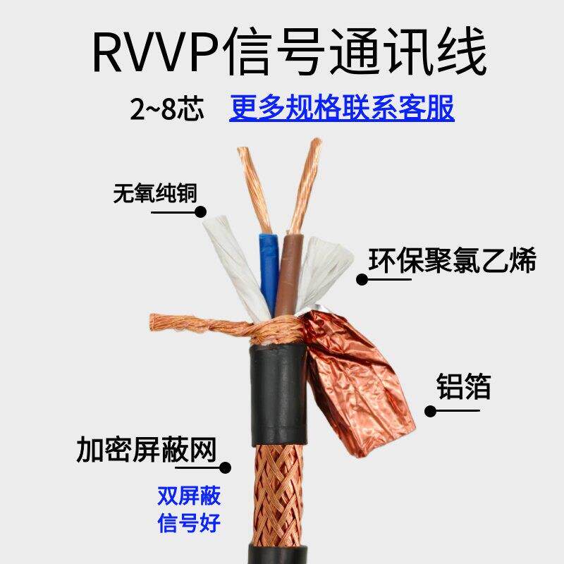 RVVP屏蔽讯号缆线工业V用RVV电P讯号线电多规格RVVP电缆国标RVP多