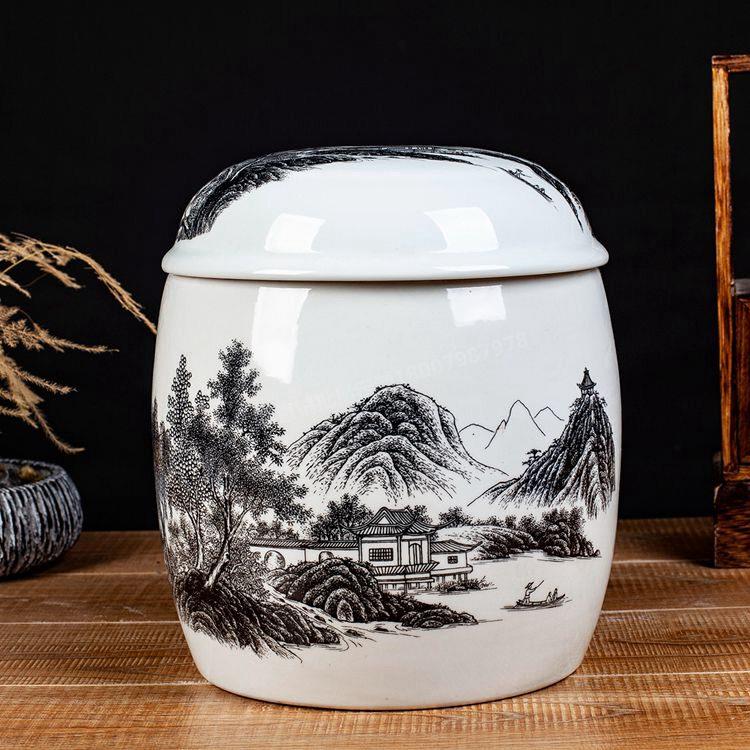 双盖景德镇青花大号骨灰坛罐殡葬用品骨灰盒陶瓷器棺材火化骨灰盅