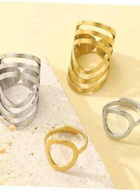 golden Silver Fashion Oval Ring open everyday rings金色戒指