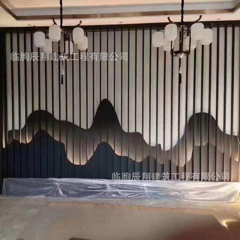 新中式屏风隔断酒店假山餐厅进门隔断 民宿户外金属仿古门窗玄关