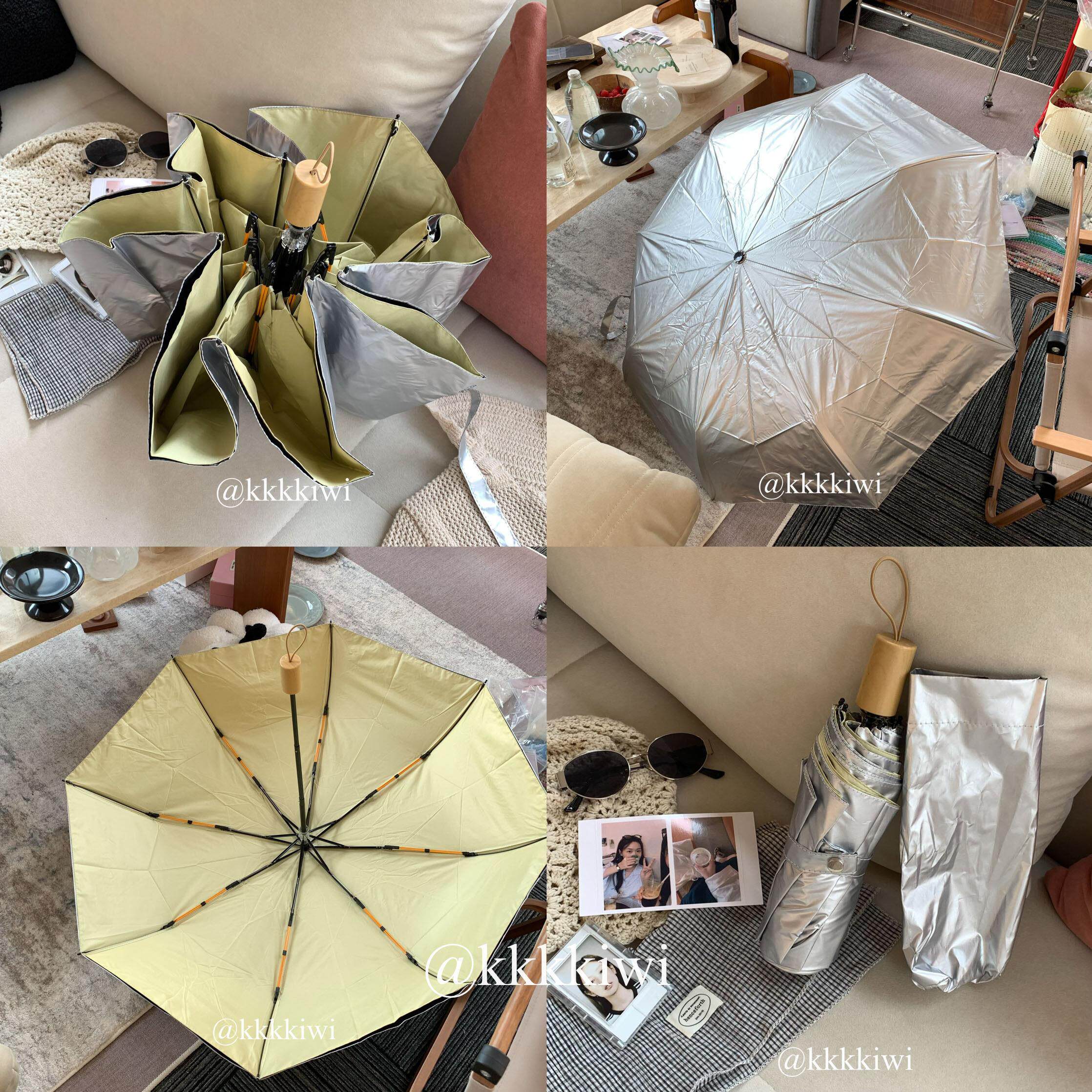 香草黄钛银双层太阳伞~超强防晒防紫外线,大抗风遮阳伞,风雨兼