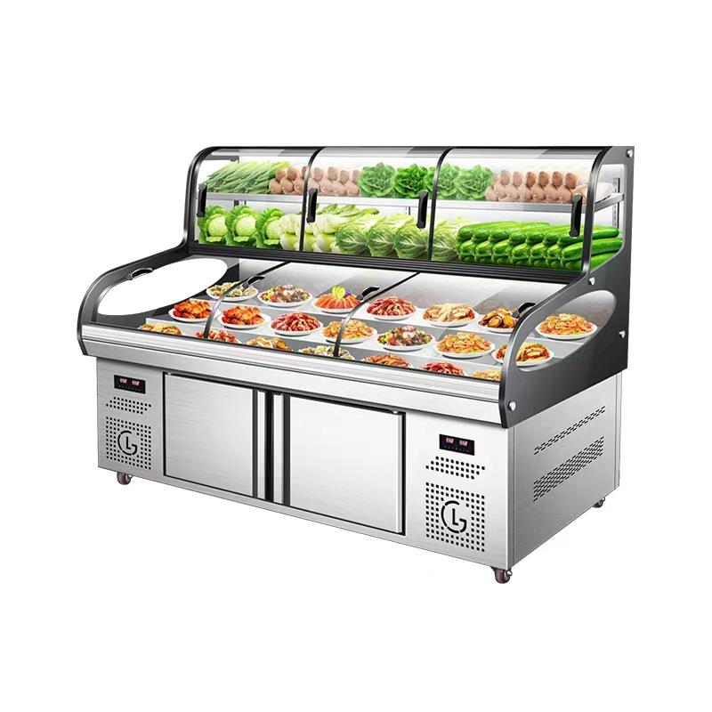 三温三控梯菜柜点烧烤冰箱展示柜冷藏冷冻饭保鲜USS阶明档店摆台