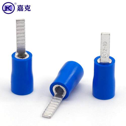 DBV2-10绝缘紫铜冷压端子片形端子 10mm长快速接压线插片型裸端头