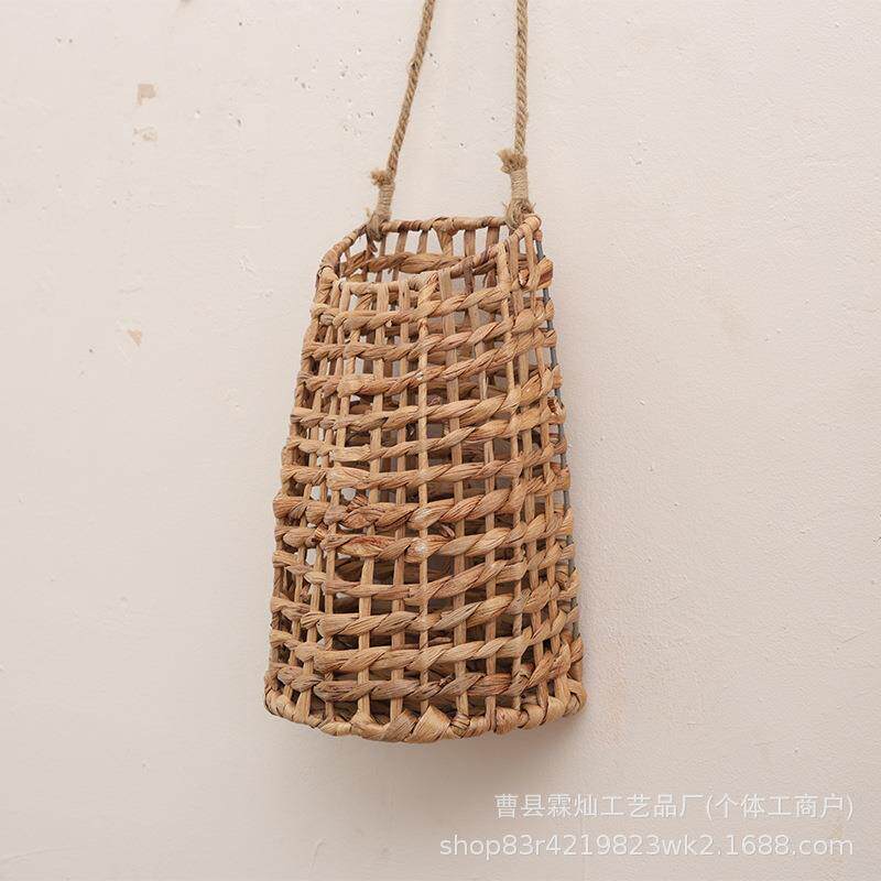 柳编壁挂篮厨房姜蒜置物篮挂墙收纳筐手工编织插花装饰墙壁收纳篮