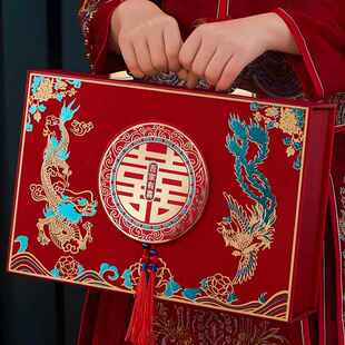 彩礼钱盒子订婚礼金盒提亲彩礼结婚布置下聘礼金装现金箱子全套餐
