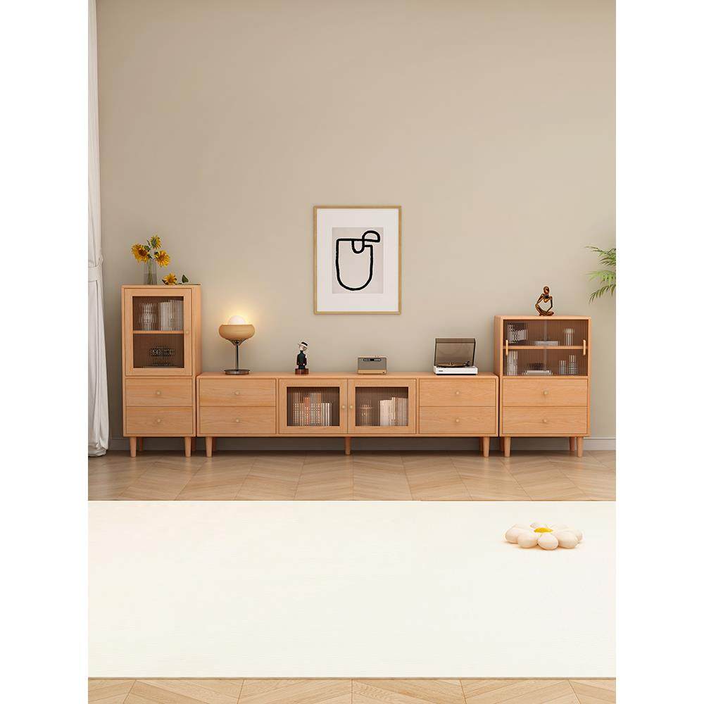 实木茶几电视机柜边柜组合小户型客厅家用原木风落地收纳储物一体,住宅家具,电视柜,淘宝优惠券,粉丝福利购,淘宝优惠卷