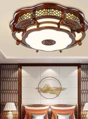 中式顶灯客厅大灯圆形大大尺寸酒店办新公室气吸88286风实木灯具