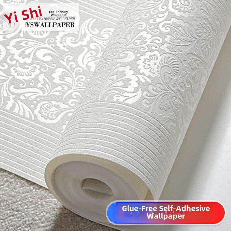 不干胶欧式3D立体竖条纹加厚无纺布壁纸暖房客厅墙面贴纸墙纸