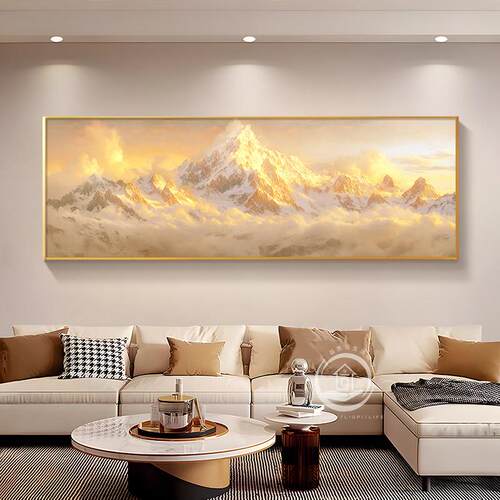 浮日照金山客EJD厅装饰画轻奢大气背雕3d立体山水画沙发景高墙档