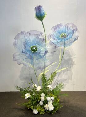 仿真花虞美人婚庆道具场景布置舞台造景装饰假花橱窗美陈婚庆路引