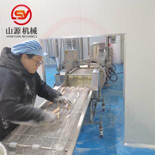 预制菜上浆机茄块藕夹浸浆机脆皮茄卷切条油炸生产线