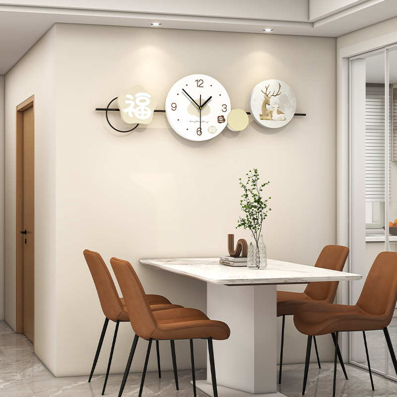 装饰风时钟餐厅客厅创意挂钟静音奶油简约挂高级墙家用现代感挂钟