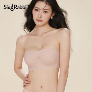 六祇兔子小拢杯文胸无肩带内衣女小胸聚拢抑菌无痕抹胸无钢圈胸罩