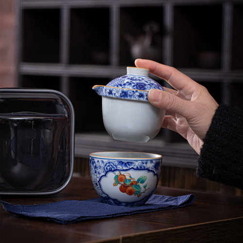露营批发茶具抓旅行客茶杯青花瓷杯套装手壶复古简易便携式快泡茶