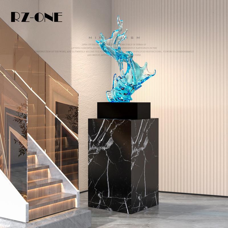 匠十三 轻奢高档透明浪花艺术雕塑现代玄关客厅酒店大型落地摆件