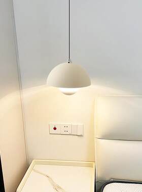 卧花台苞小吊灯免866布可升降充电触摸床头奶线油风餐厅吧床头吊