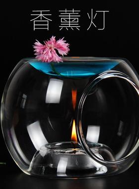 玻璃香薰灯高硼硅玻璃创意玻璃蜡烛精油灯香薰烛台家居