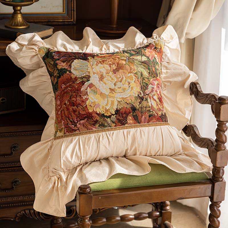 法式抱枕轻奢高级感复古床上浪漫装饰大荷叶边可拆洗抱枕套含芯