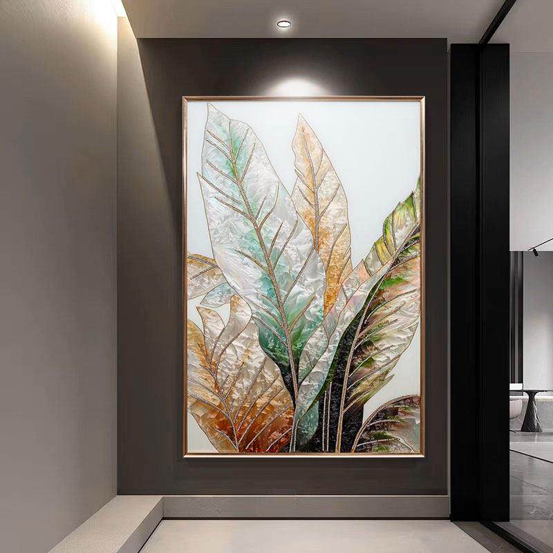 珐瑯彩走廊过道入户玄关装饰画 画家大业大挂画 画镶钻玻璃画 画
