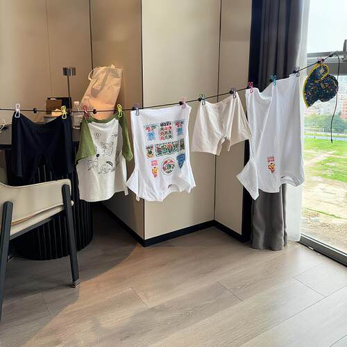 酒店晾衣手工艺品晾衣绳旅行晾衣绳可收放便携式室内无打孔可拉