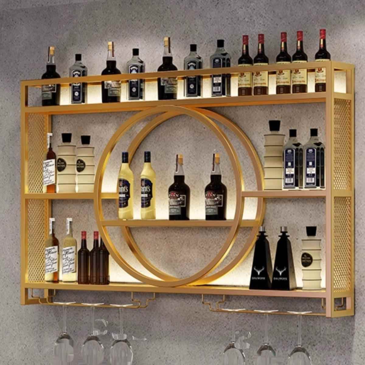 台酒架铁艺壁式酒柜置物吧子UIU架红酒展示挂架客厅酒吧餐厅装饰