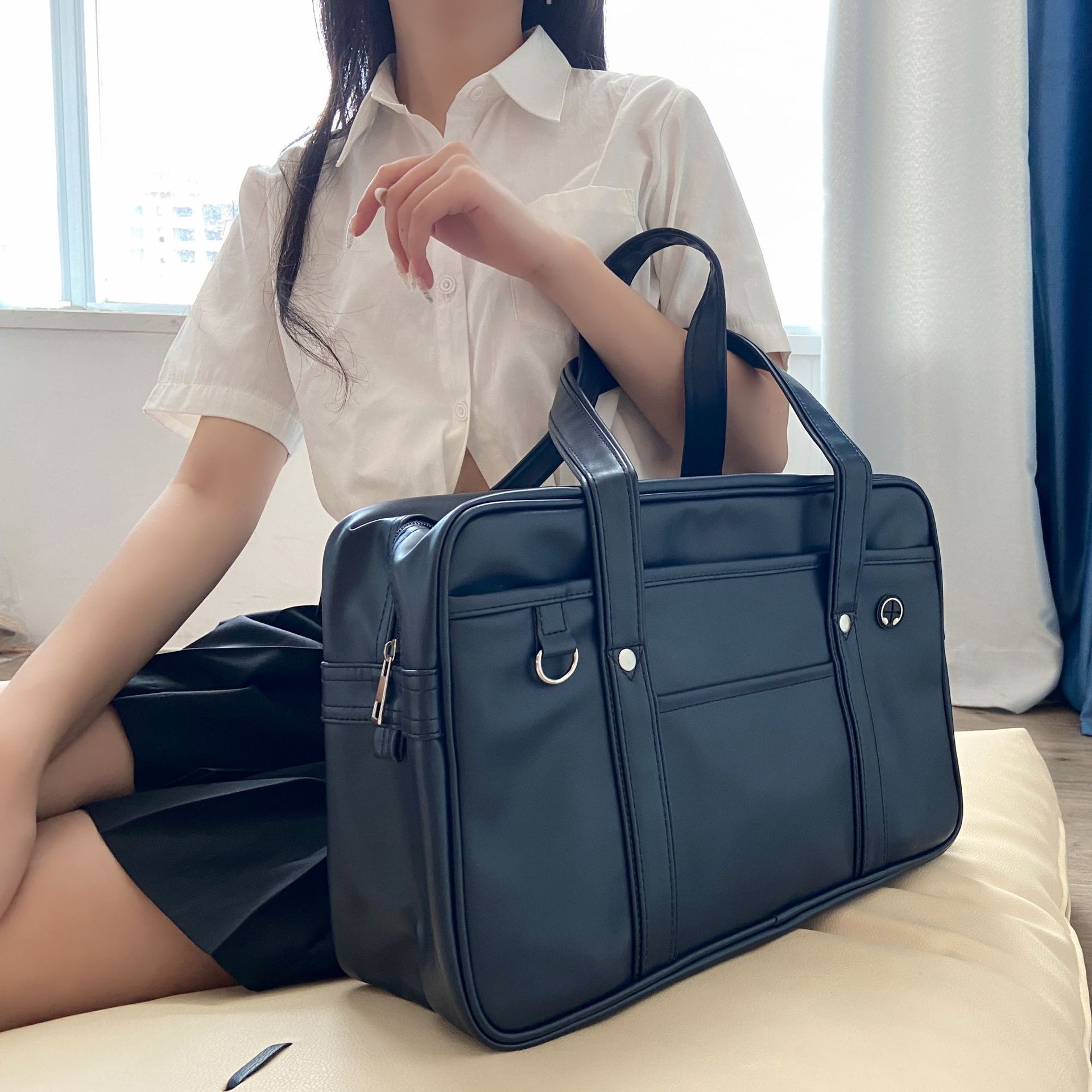 pu制服包jk大号手提书包学院校供感日系女高中生男女单肩公文包