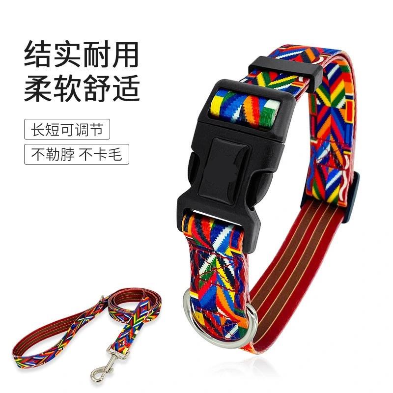 狗绳彩虹带遛狗绳跨境热销宠物训练项圈牵引绳大狗绳宠物用品