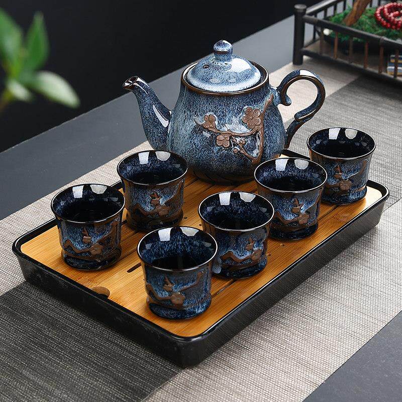 德化 手工描金陶瓷茶杯套装家用现代简约泡茶壶茶杯中式大号茶壶