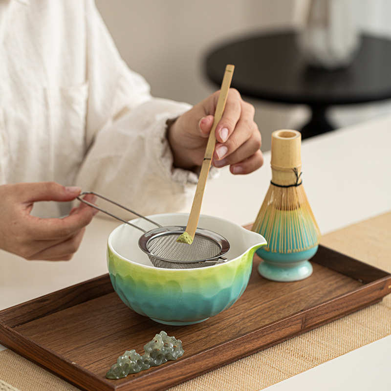 日式锤纹抹茶碗套装点茶工具抹茶粉百本立抹茶碗茶筅套装打茶盏
