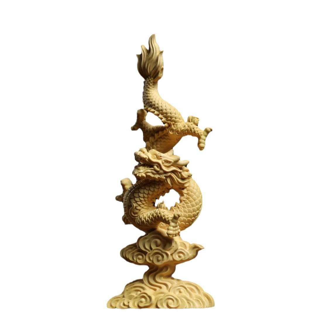 黄杨木龙直播爆摆件家居南美飞龙在天龙年雕刻款实木摆件玄关黄杨