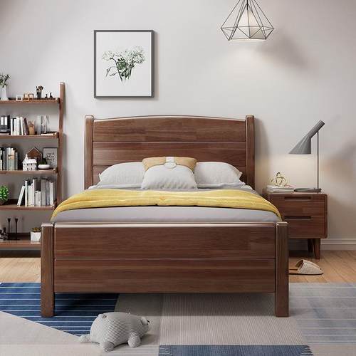 实木床胡桃色单人床1.米双人床小户型公查看详情2气压储物床.15m