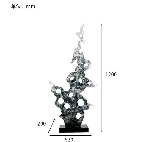 现代样板房间创意透明树脂雕塑浪花摆件酒店玄关客厅售楼处工艺品