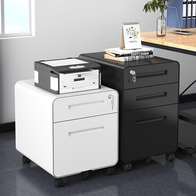 办公桌下活动柜带轮子移动矮柜带锁钢制储物收纳抽屉柜铁皮文件柜