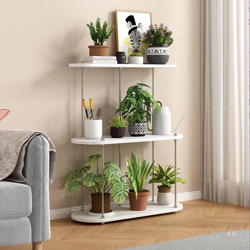 阳台花架客厅置物架落地式2024新款不锈钢实木铁艺移动多肉花架子